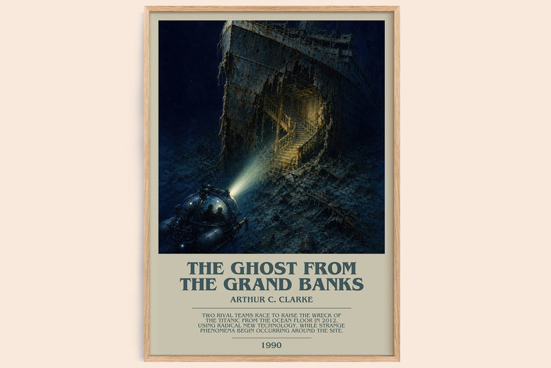 The Ghost from the Grand Banks bookish book poster by Arthur C. Clarke – framed literary art print