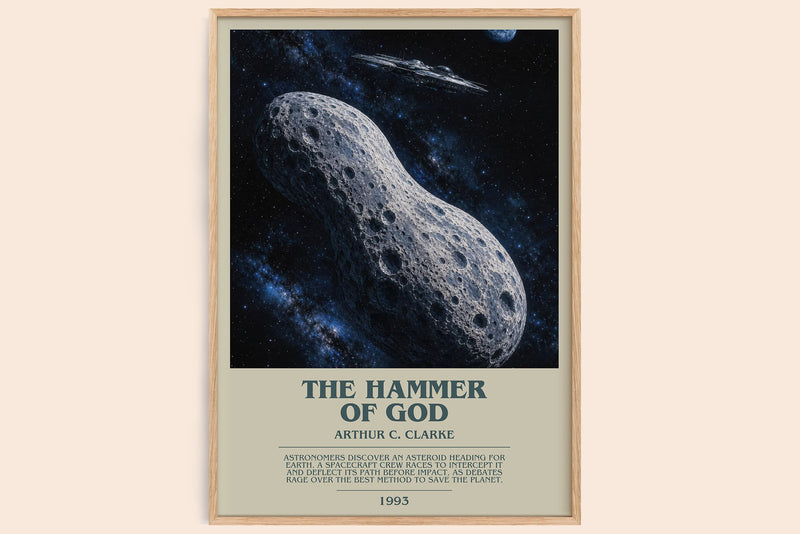 The Hammer of God bookish book poster by Arthur C. Clarke – framed literary art print