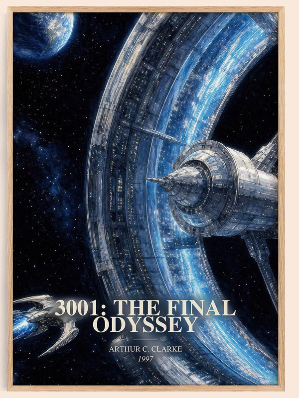 3001: The Final Odyssey watercolour book poster by Arthur C. Clarke – framed literary art print