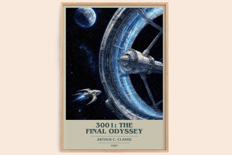 3001: The Final Odyssey book cover book poster by Arthur C. Clarke – framed literary art print