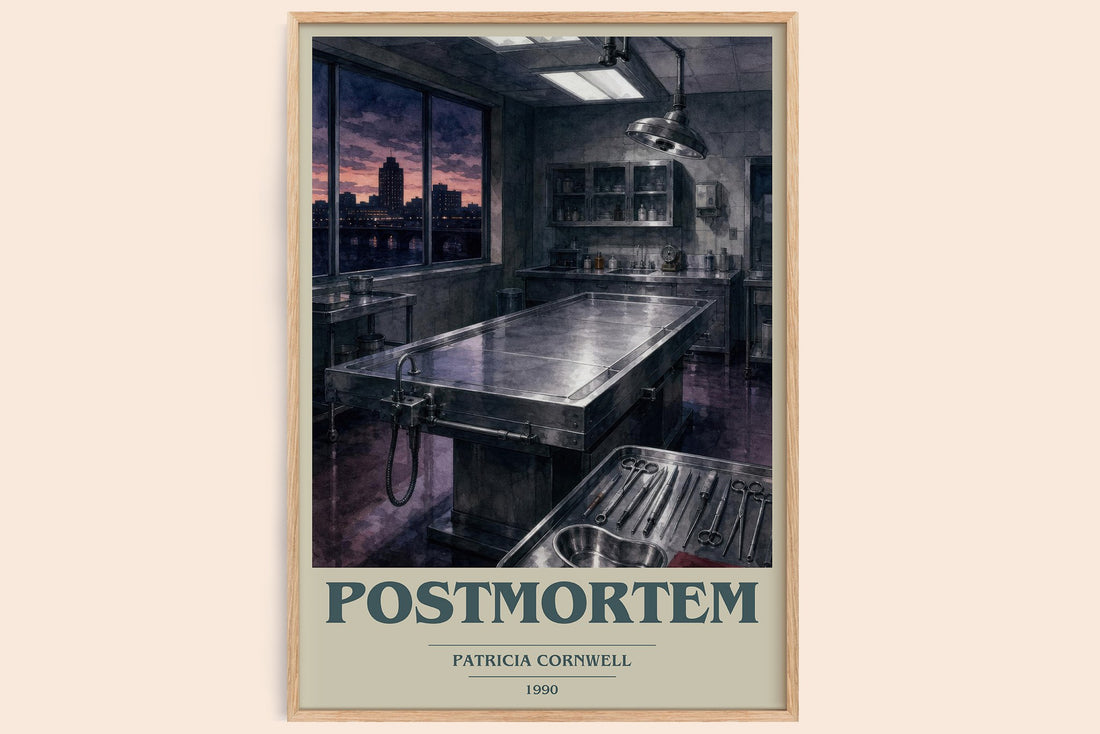 Postmortem book cover book poster by Patricia Cornwell – framed literary art print