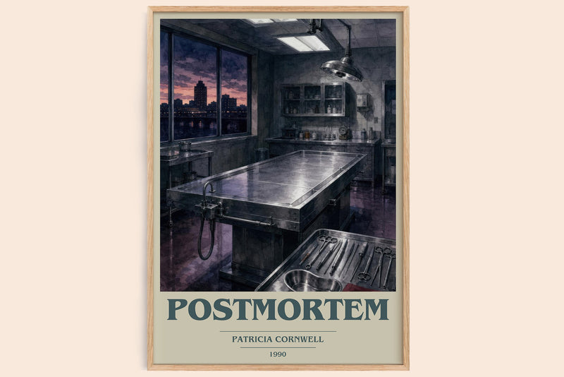 Postmortem Book Cover Poster by Patricia Cornwell (Modern Minimalist style)