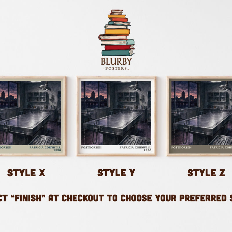 Postmortem literary print in frame leaning in hallway – crime wall art
