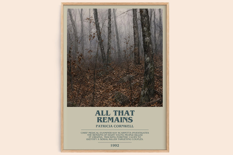 All That Remains bookish book poster by Patricia Cornwell – framed literary art print
