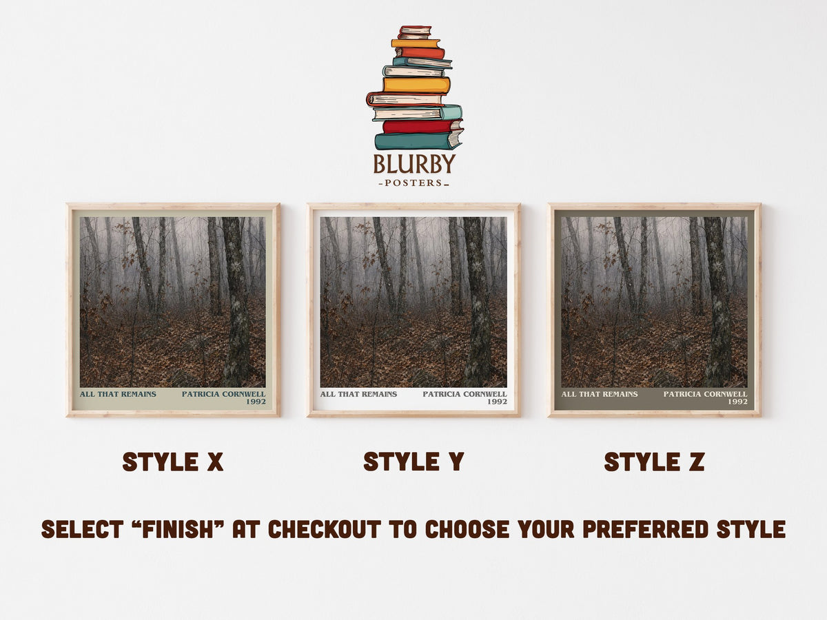 All That Remains literary print in frame leaning in hallway – crime wall art (mockup)