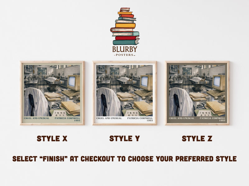 Cruel and Unusual literary print in frame leaning in hallway – crime wall art