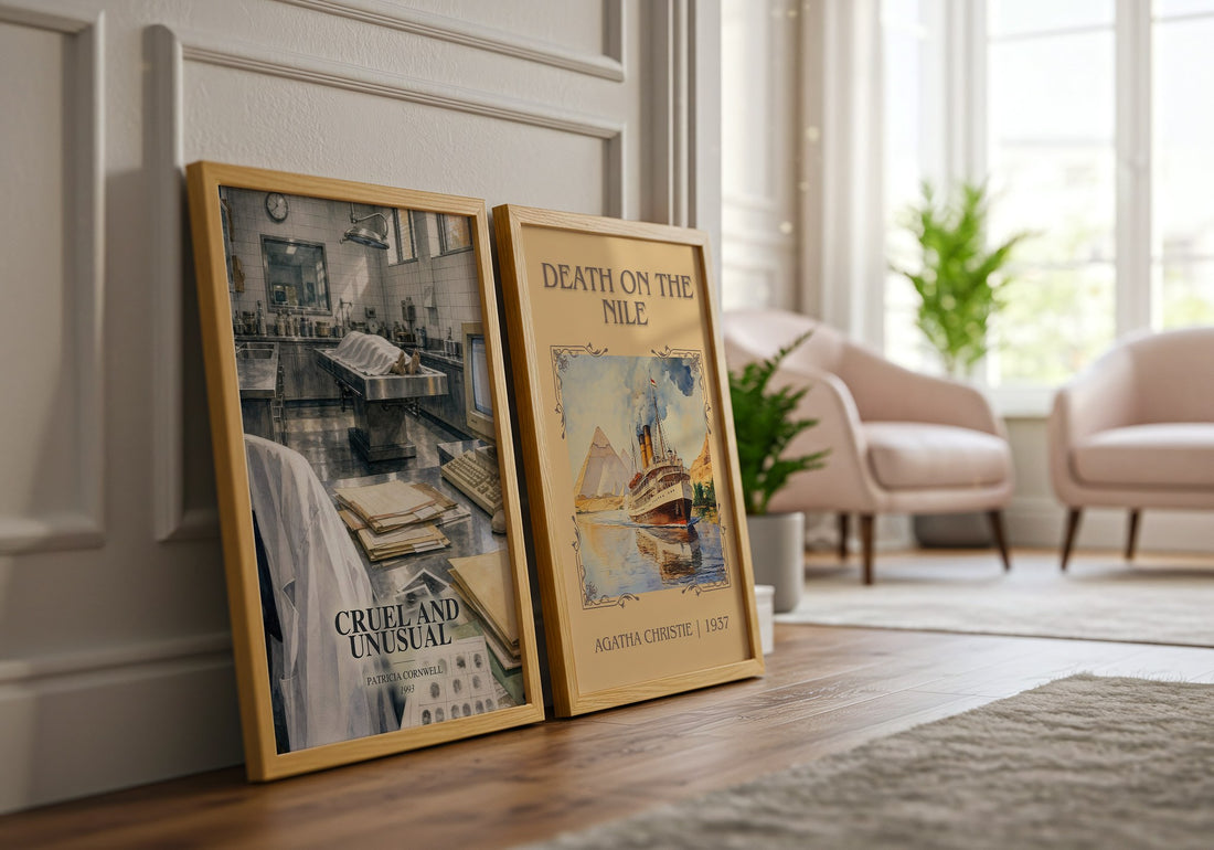 Cruel and Unusual watercolour print framed by window – literary home decor