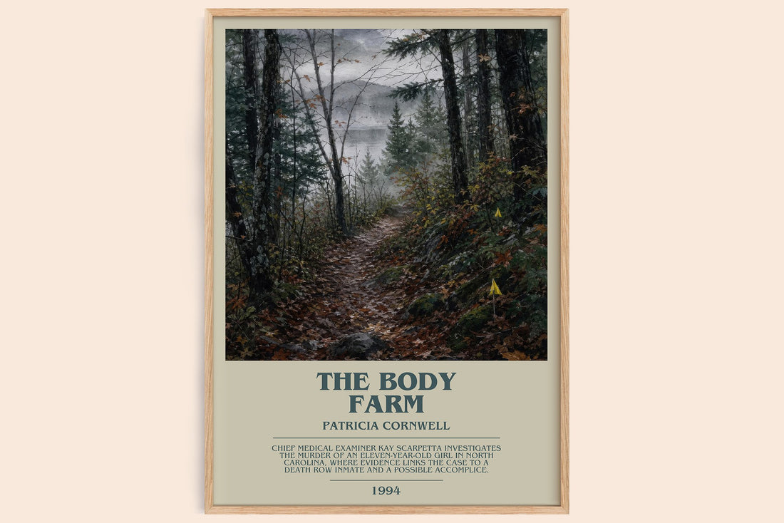 The Body Farm bookish book poster by Patricia Cornwell – framed literary art print