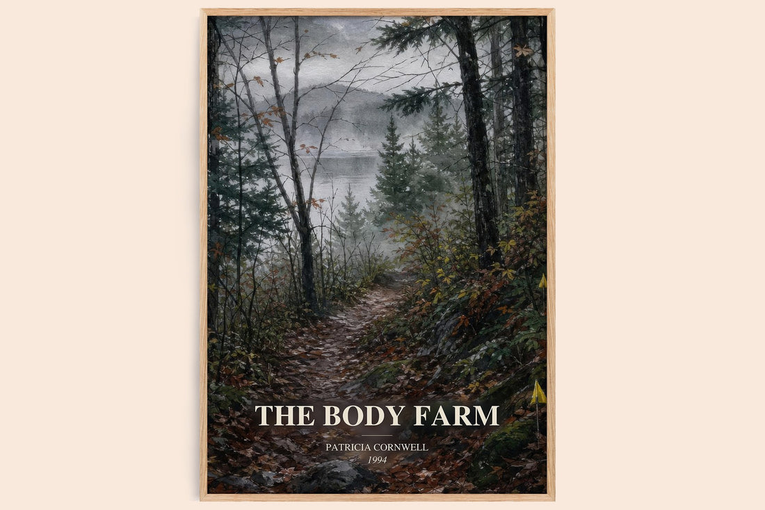 The Body Farm watercolour book poster by Patricia Cornwell – framed literary art print