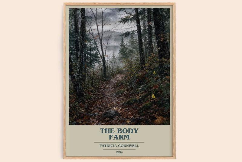 The Body Farm book cover book poster by Patricia Cornwell – framed literary art print