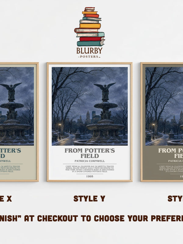 From Potter's Field bookish print in frame leaning in hallway – crime wall art