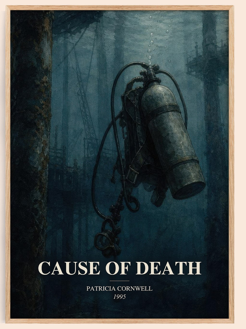 Cause of Death watercolour book poster by Patricia Cornwell – framed literary art print