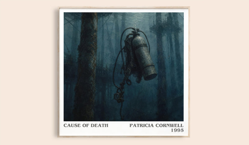 Cause of Death literary book poster by Patricia Cornwell – framed literary art print