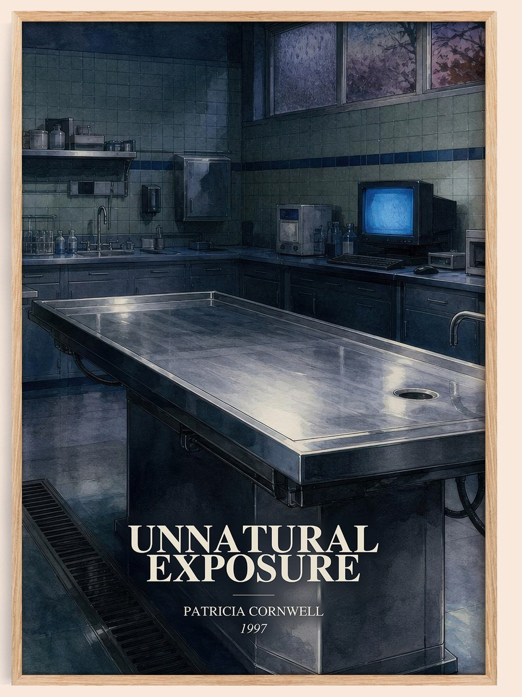 Unnatural Exposure watercolour book poster by Patricia Cornwell – framed literary art print