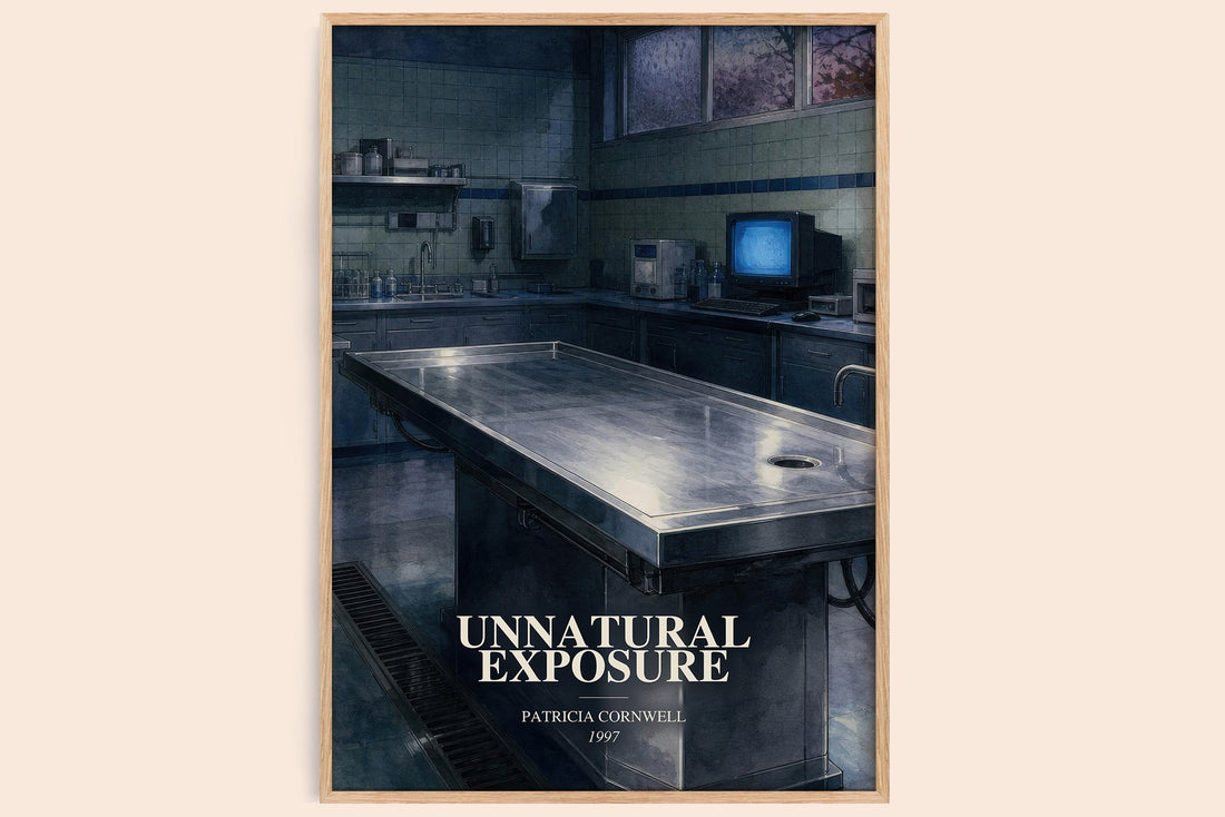 Unnatural Exposure watercolour book poster by Patricia Cornwell – framed literary art print