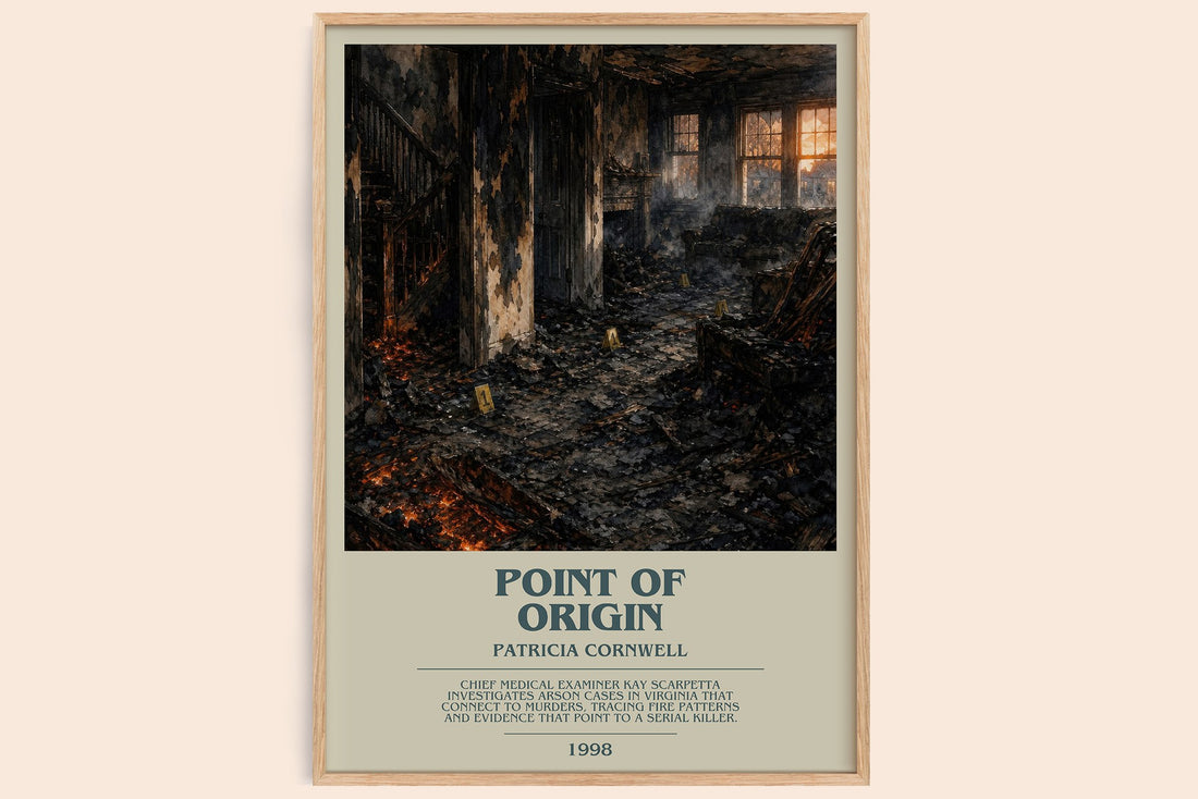 Point of Origin bookish book poster by Patricia Cornwell – framed literary art print