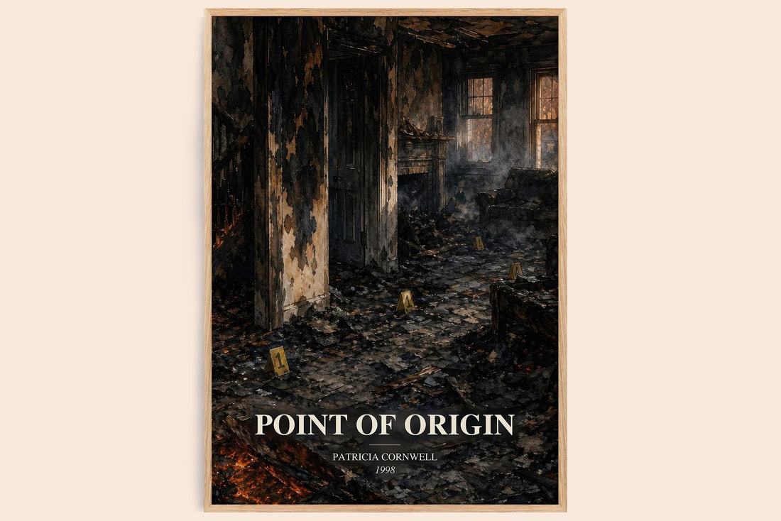 Point of Origin watercolour book poster by Patricia Cornwell – framed literary art print