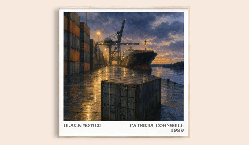 Black Notice literary book poster by Patricia Cornwell – framed literary art print