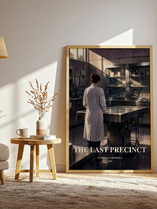 The Last Precinct watercolour print in frame leaning in hallway – crime wall art