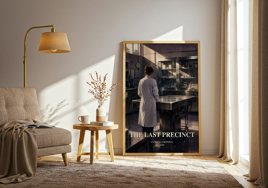 The Last Precinct watercolour print in frame leaning in hallway – crime wall art