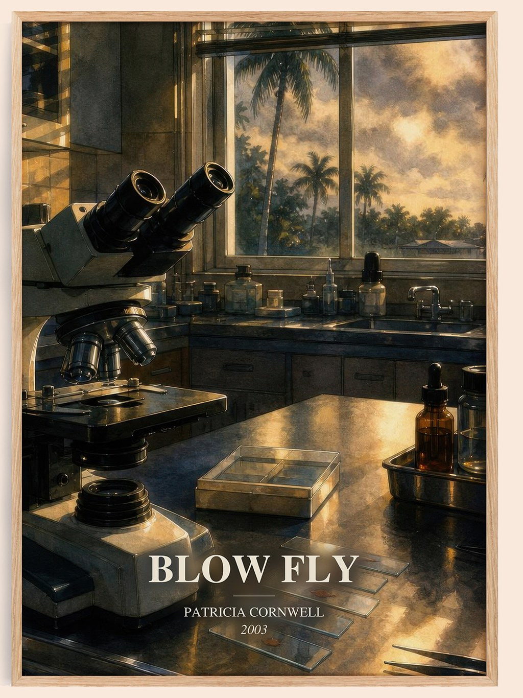 Blow Fly watercolour book poster by Patricia Cornwell – framed literary art print