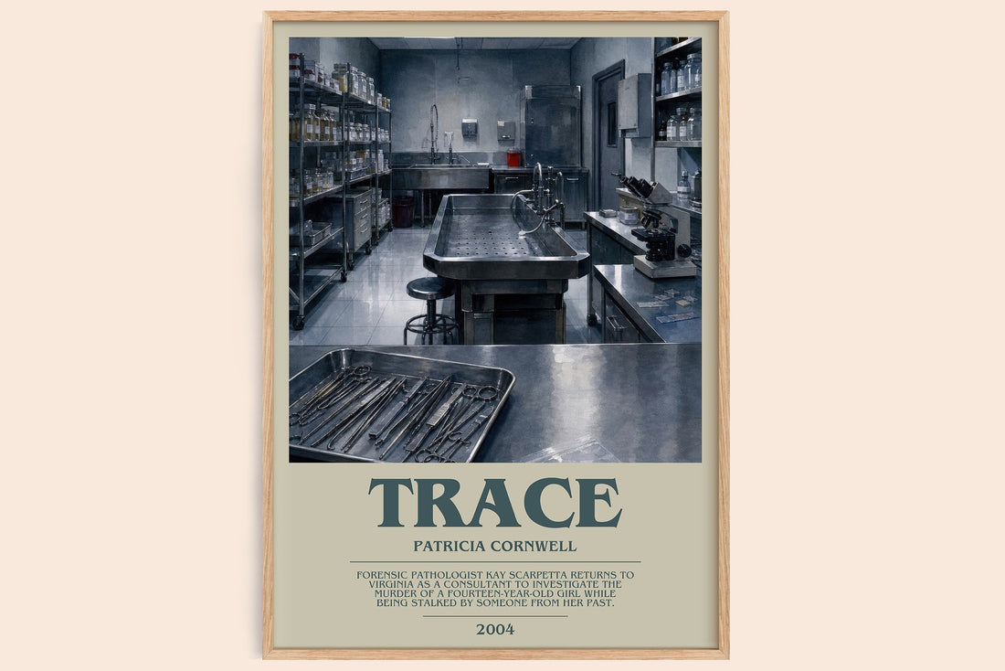 Trace bookish book poster by Patricia Cornwell – framed literary art print