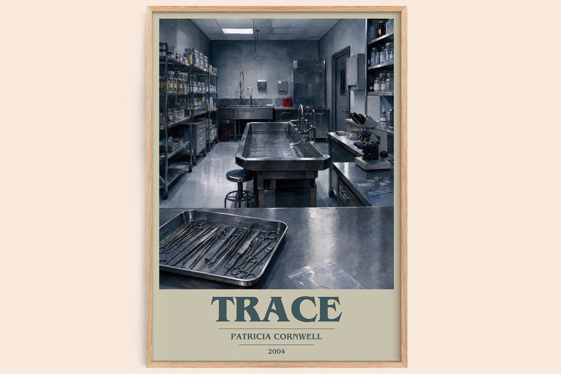 Trace book cover book poster by Patricia Cornwell – framed literary art print
