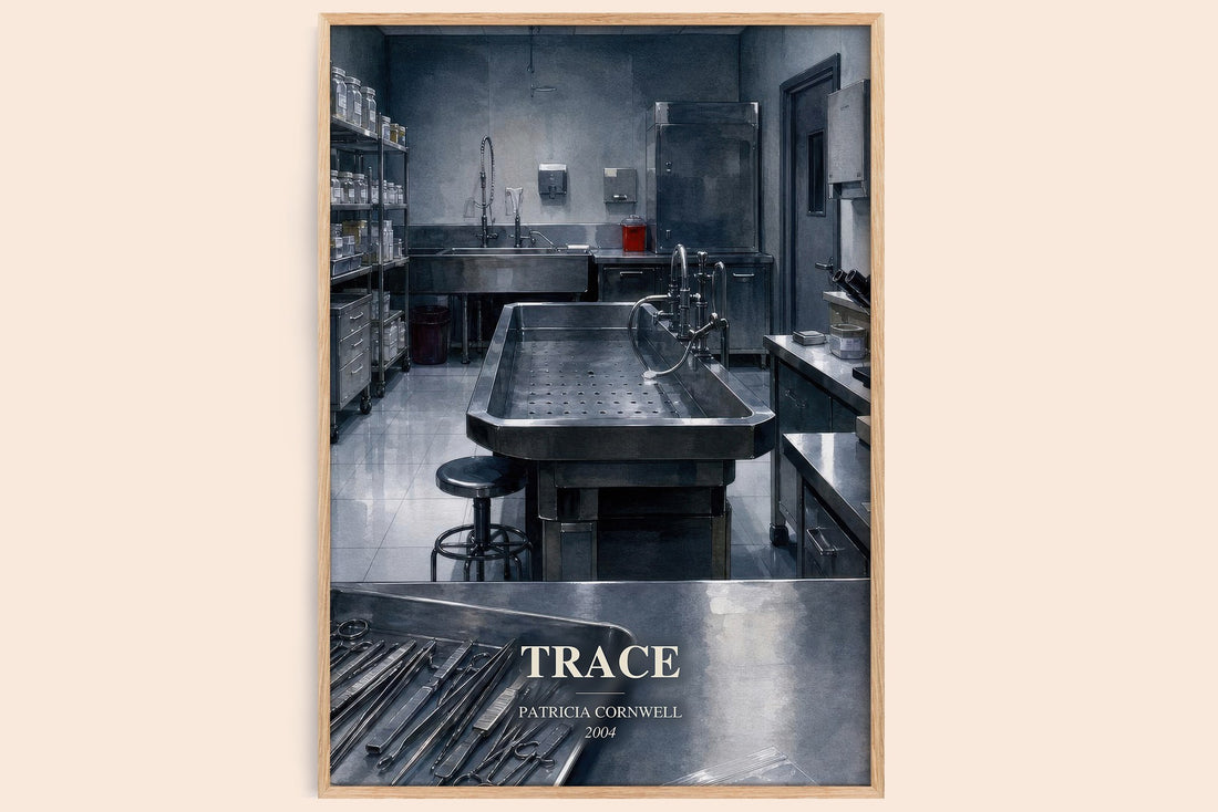 Trace watercolour book poster by Patricia Cornwell – framed literary art print