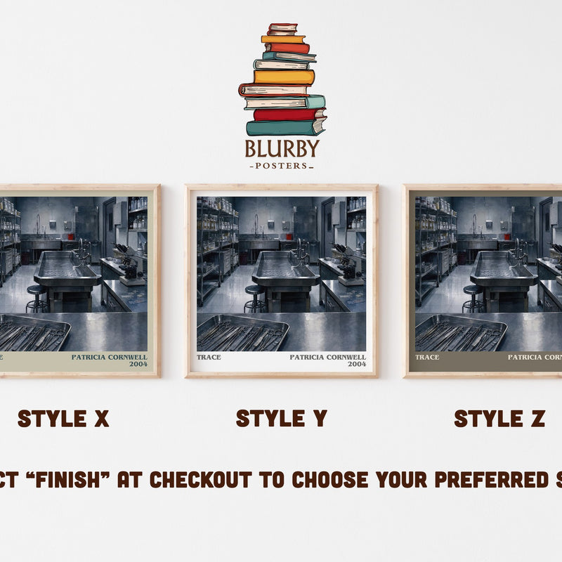 Trace literary print in frame leaning in hallway – crime wall art