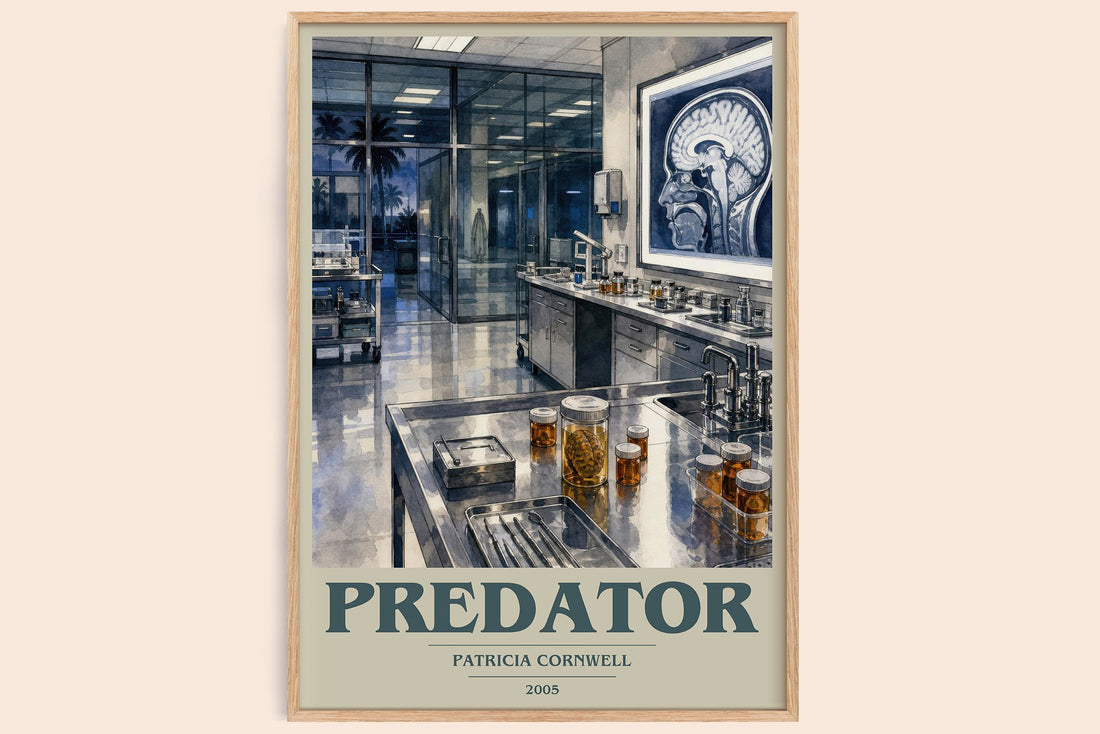 Predator book cover book poster by Patricia Cornwell – framed literary art print