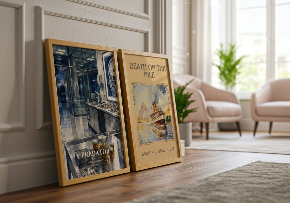 Predator watercolour print framed by window – literary home decor