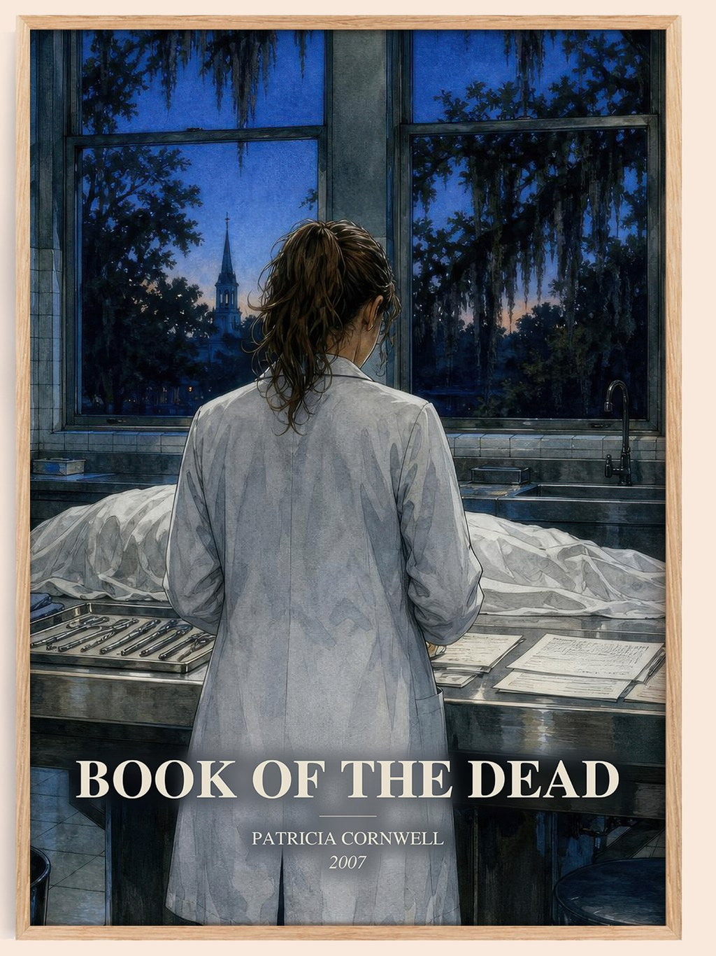 Book of the Dead watercolour book poster by Patricia Cornwell – framed literary art print