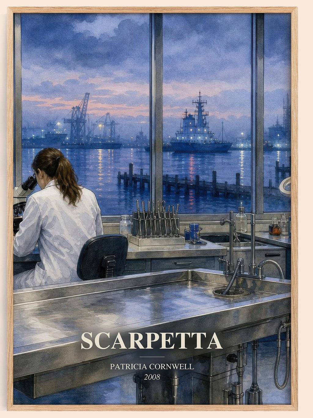 Scarpetta watercolour book poster by Patricia Cornwell – framed literary art print