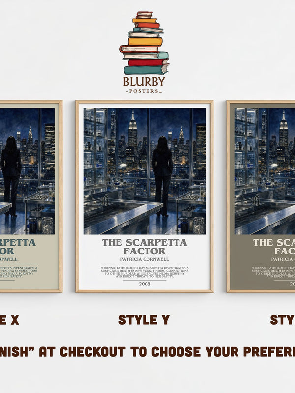 The Scarpetta Factor bookish print in frame leaning in hallway – crime wall art