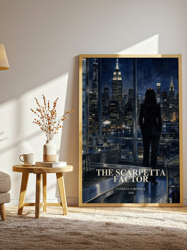 The Scarpetta Factor watercolour print in frame leaning in hallway – crime wall art