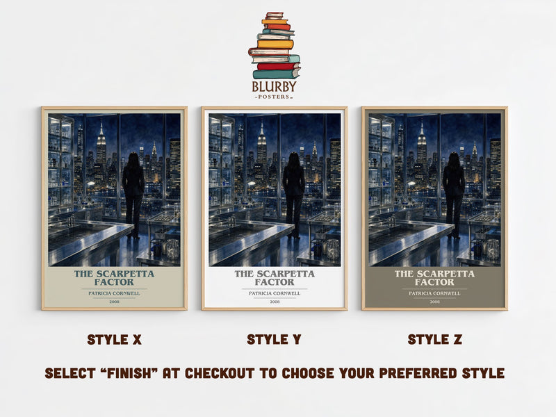 The Scarpetta Factor book cover print in frame leaning in hallway – crime wall art