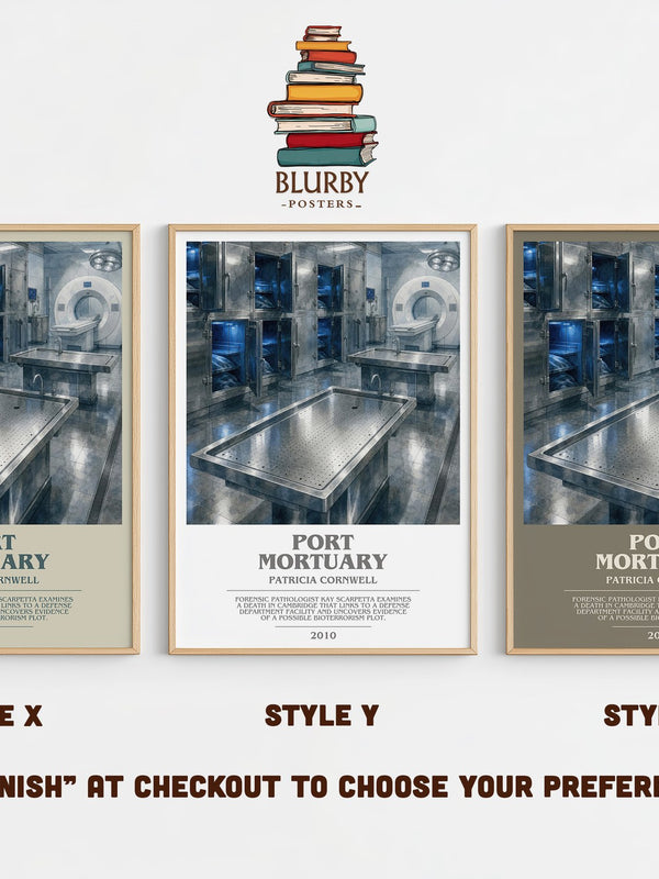 Port Mortuary bookish print in frame leaning in hallway – crime wall art