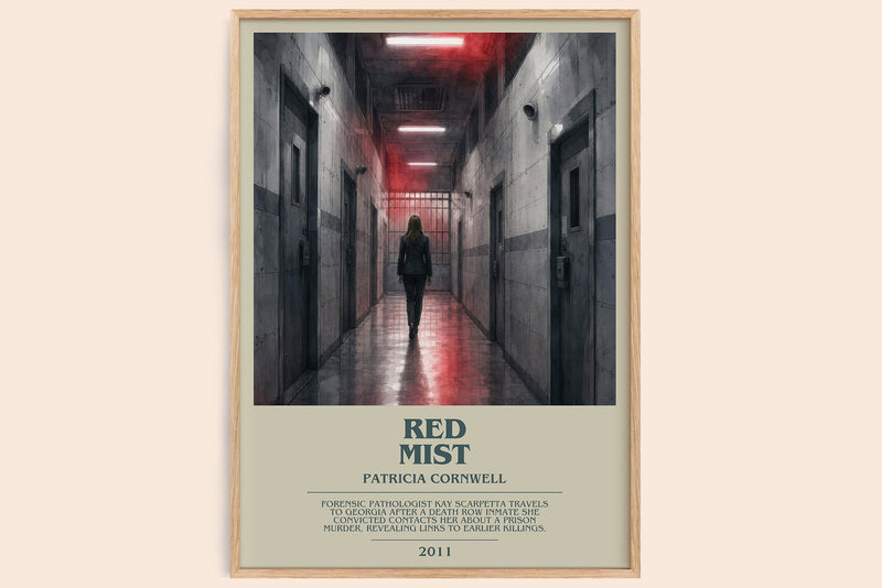 Red Mist bookish book poster by Patricia Cornwell – framed literary art print