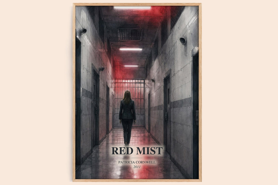 Red Mist watercolour book poster by Patricia Cornwell – framed literary art print