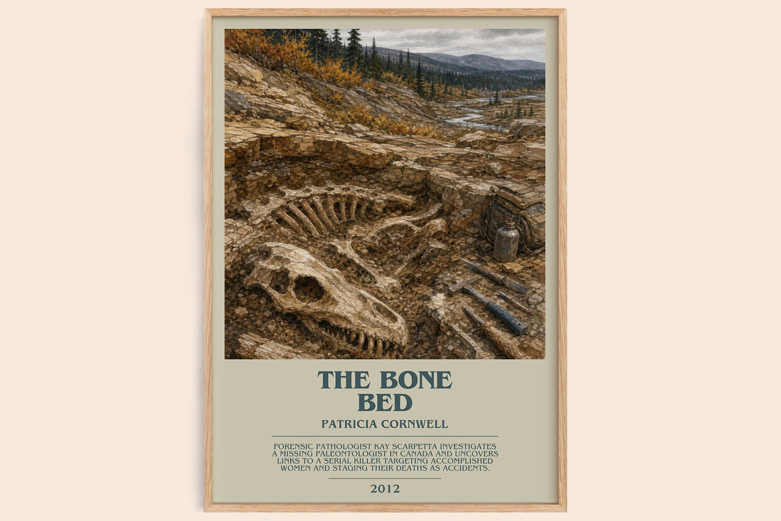The Bone Bed bookish book poster by Patricia Cornwell – framed literary art print