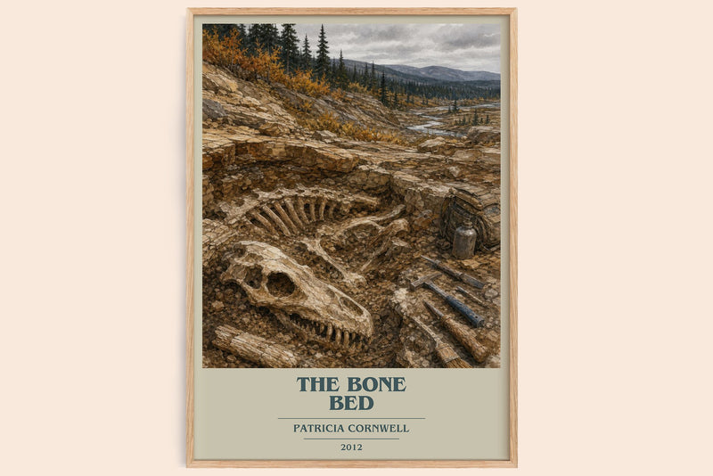 The Bone Bed book cover book poster by Patricia Cornwell – framed literary art print