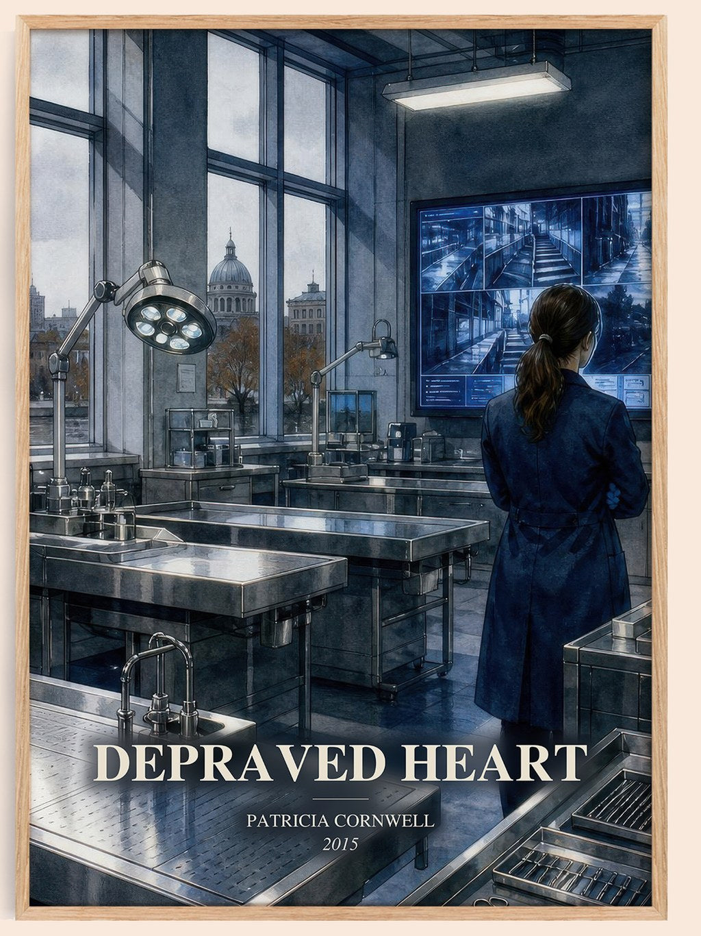 Depraved Heart watercolour book poster by Patricia Cornwell – framed literary art print