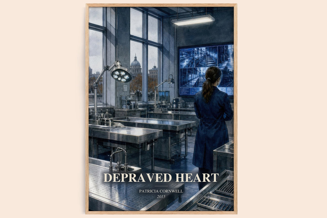 Depraved Heart watercolour book poster by Patricia Cornwell – framed literary art print