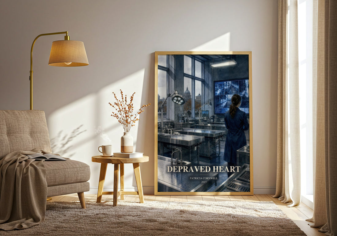 Depraved Heart watercolour print in frame leaning in hallway – crime wall art