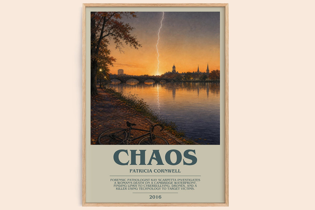 Chaos bookish book poster by Patricia Cornwell – framed literary art print