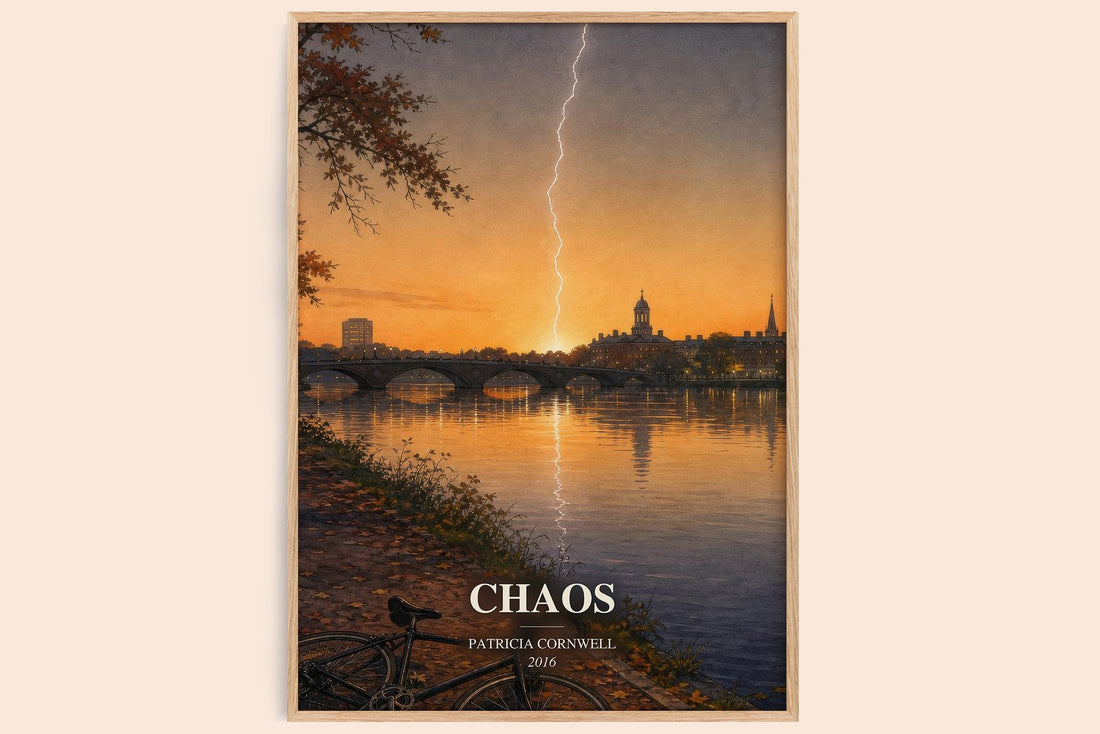 Chaos watercolour book poster by Patricia Cornwell – framed literary art print