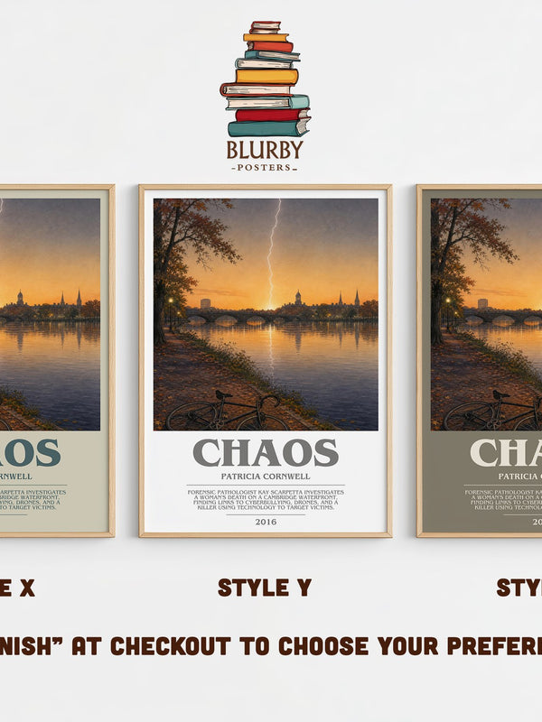 Chaos bookish print in frame leaning in hallway – crime wall art