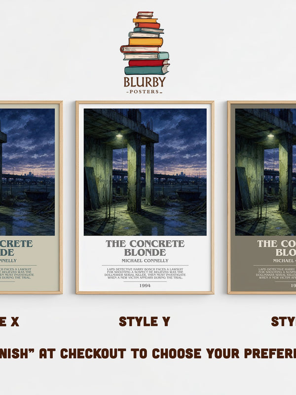 The Concrete Blonde bookish print in frame leaning in hallway – crime wall art
