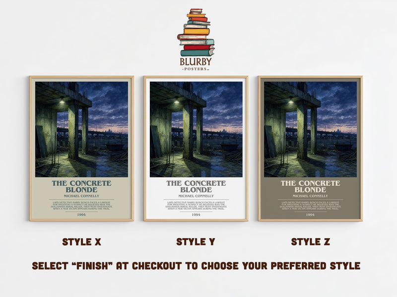 The Concrete Blonde bookish print in frame leaning in hallway – crime wall art