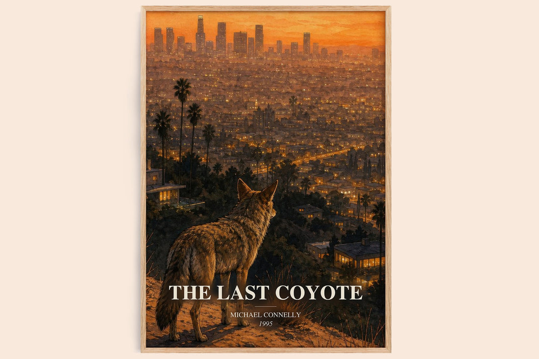 The Last Coyote watercolour book poster by Michael Connelly – framed literary art print